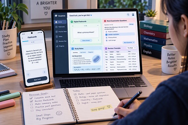 AI flashcards and practice tests for student exam revision