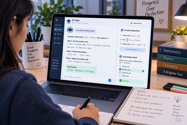 AI study assistant helping a student understand a difficult topic