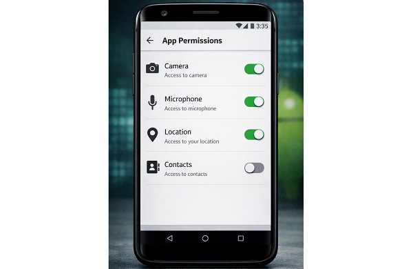 An Android phone showing an app's Permissions screen