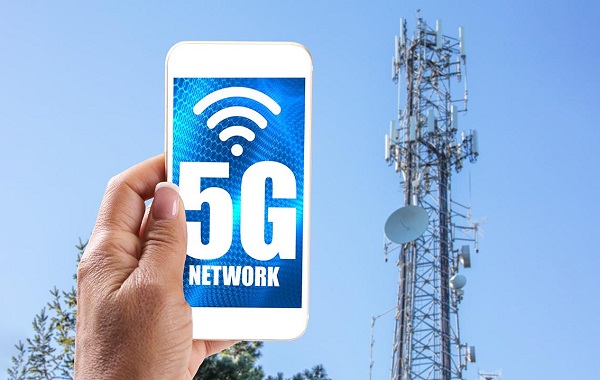 Smartphone showing 5G network connectivity