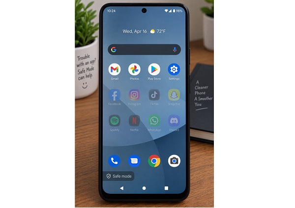 Android smartphone operating in Safe Mode