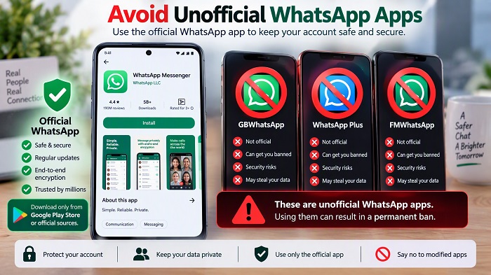 Avoid unofficial WhatsApp apps to prevent account bans
