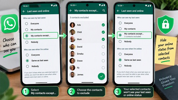 Hide WhatsApp online status from selected contacts