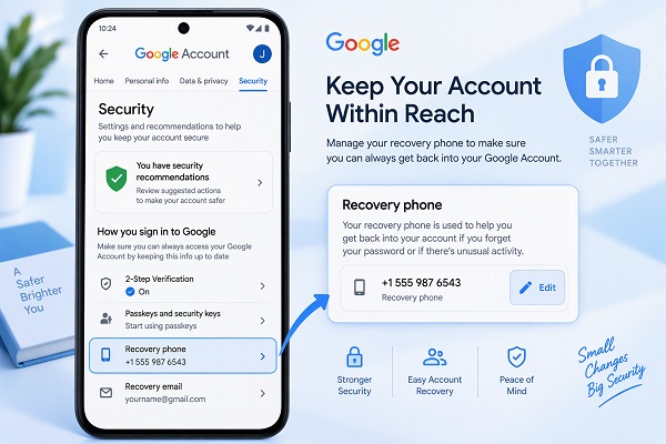Update Google Account recovery phone number