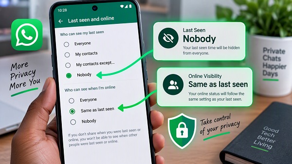 WhatsApp settings for hiding online status